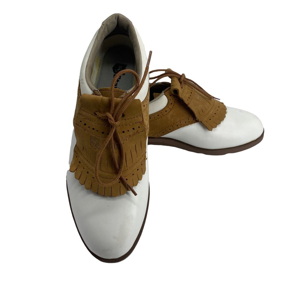 Women's Size 7 WILSON STAFF Brown White Saddle Kiltie Golf Shoes Cleats